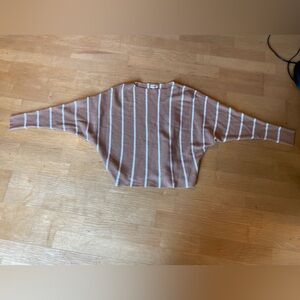 4/ $20 Greige Brown and White Striped Knit Top